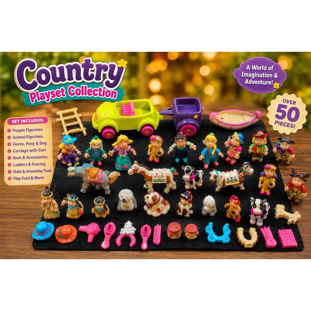 Vintage Trendmasters Starcastle Micro Doll Lot‎ Figures Horses Car Canoe 90s Toy